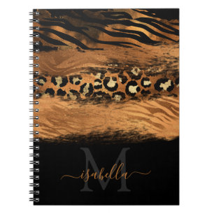Monogrammiertes Schwarz-Gold-Elegantes-Script-Kupf Notizblock