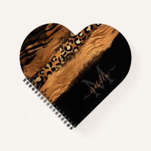 Monogrammiertes Schwarz-Gold-Elegantes-Skript-Kupf Notizblock
