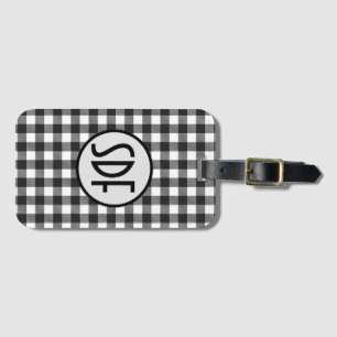 Monogrammiertes Schwarz-Weiß-Buffalo-Karo-Trend Gepäckanhänger