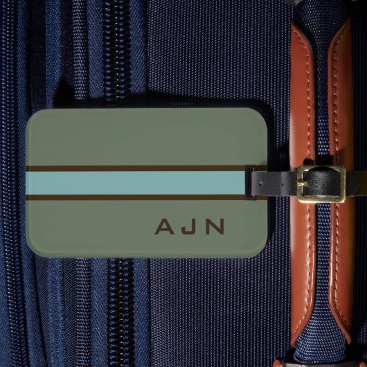 Monogrammiertes staubgrünes Gepäckanhänger (Vorderseite Insitu 4)
