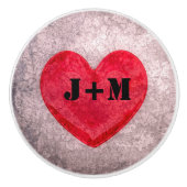 Monogrammiertes Stonewashed Herz Keramikknauf (Vorderseite)