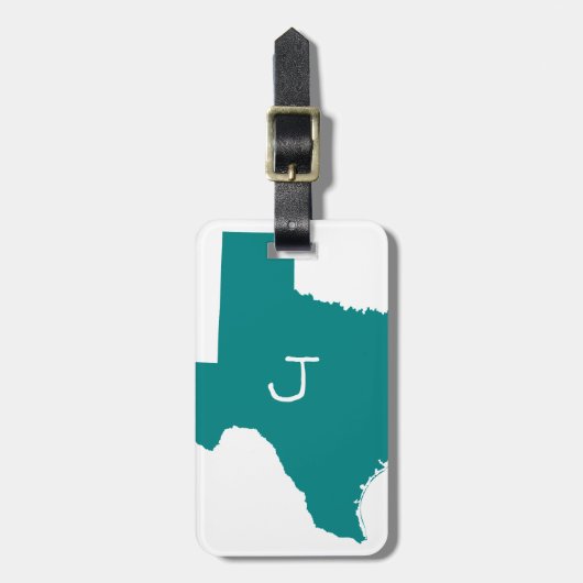 Monogrammiertes Türkises Texas Gepäckanhänger (Vorderseite vertikal)