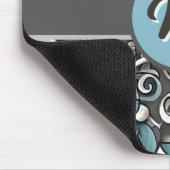 Monogrammiertes Türkisgraues Abstrakt  Mousepad (Ecke)