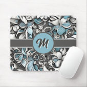 Monogrammiertes Türkisgraues Abstrakt  Mousepad (Mit Mouse)