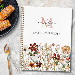 Monogrammiertes Vintage-Wildblumen-Kochbuch  Notizblock