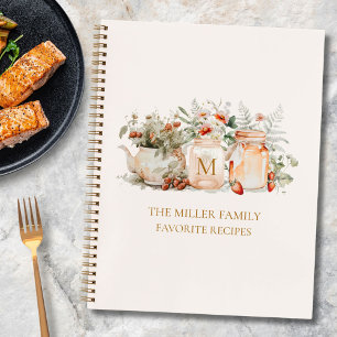 Monogrammiertes Waldblumen-Botanik-Familienrezept Notizblock