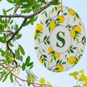 Monogrammiertes Zitronen-Keramik-Ornament – Citrus Keramik Ornament