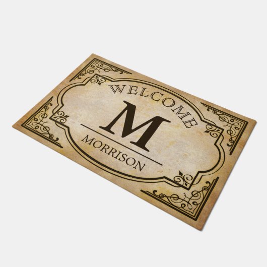 Monogramminitialen für elegantes und klassisches V Fußmatte (Schrägansicht)