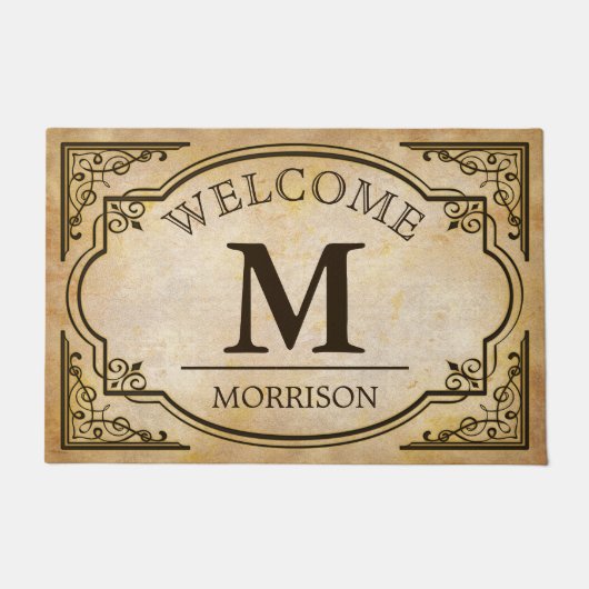 Monogramminitialen für elegantes und klassisches V Fußmatte (Vorderseite)
