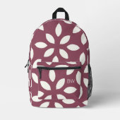 Monogramminitialen moderner geometrischer Rose Bedruckter Rucksack (Vorderseite)