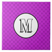 Monogrammkreise und -quadrate auf einem lila Muste Fliese (Vorderseite)
