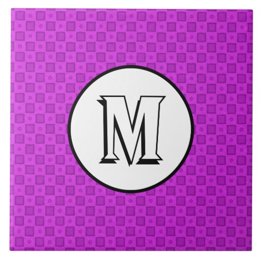 Monogrammkreise und -quadrate auf einem lila Muste Fliese (Vorderseite)