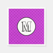 Monogrammkreise und -quadrate auf einem lila Muste Serviette (Vorderseite)