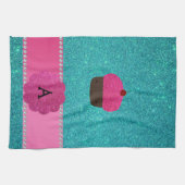 Monogrammkuchen-Türkis-Glitter Handtuch (Horizontal)