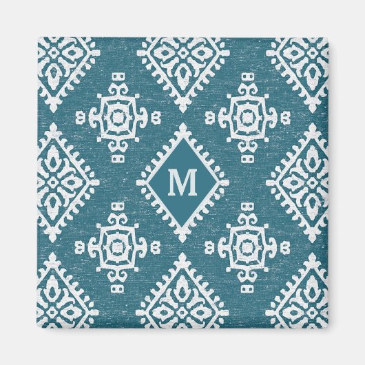 Monogrammm | Amadora Aquamarines blaues Muster Magnet (Vorne)