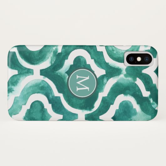 Monogrammm | Aquamarine Motif IV Case-Mate iPhone Hülle (Rückseite (Horizontal))