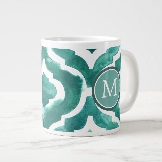 Monogrammm | Aquamarine Motif IV Jumbo-Tasse (Vorderseite Rechts)