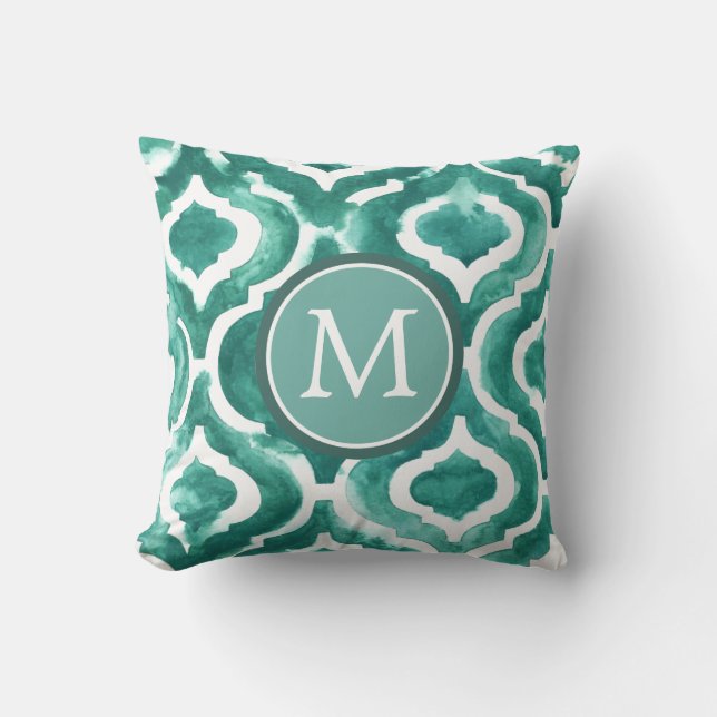 Monogrammm | Aquamarine Motif IV Kissen (Vorderseite)