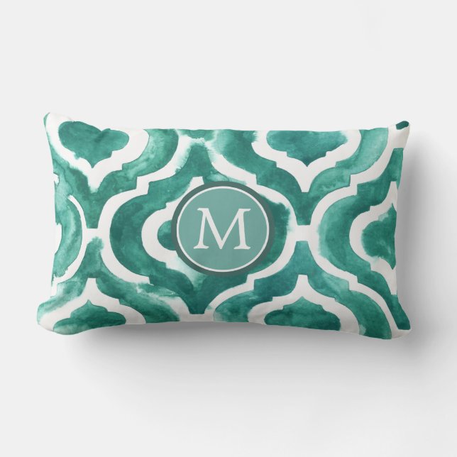 Monogrammm | Aquamarine Motif IV Lendenkissen (Vorderseite)