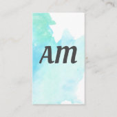 Monogrammm | Aquarellblau Hintergrund Visitenkarte (Vorderseite)
