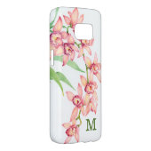 Monogrammm | Aquarellfarbene rosa Blume Case-Mate Samsung Galaxy Hülle (Rückseite/rechts)
