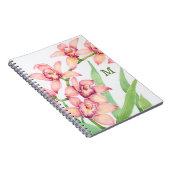 Monogrammm | Aquarellfarbene rosa Blume Notizblock (Rechte Seite)