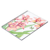 Monogrammm | Aquarellfarbene rosa Blume Notizblock (Linke Seite)