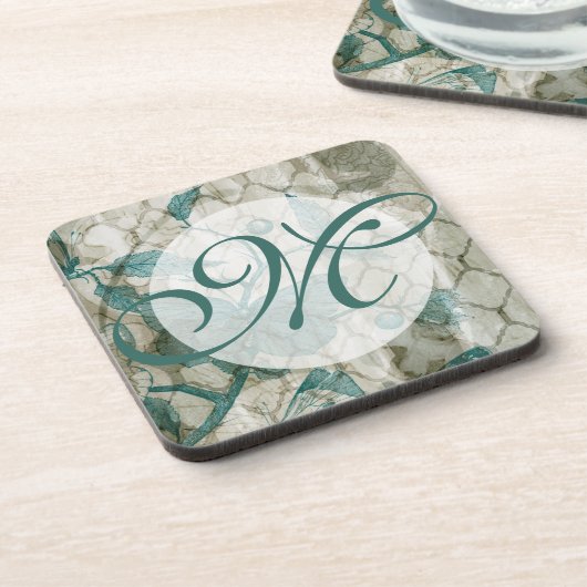 Monogrammm | Arabesque Butterflies V Getränkeuntersetzer (Linke Seite)