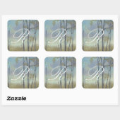 Monogrammm | Baumgebundene Weizengras I Quadratischer Aufkleber (Blatt)