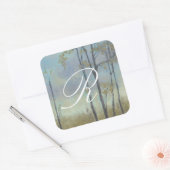 Monogrammm | Baumgebundene Weizengras I Quadratischer Aufkleber (Umschlag)