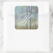 Monogrammm | Baumgebundene Weizengras I Quadratischer Aufkleber (Tasche)