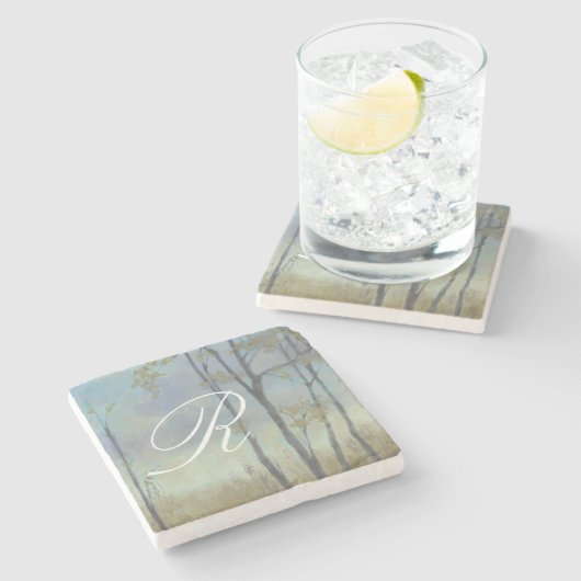 Monogrammm | Baumgebundene Weizengras I Steinuntersetzer (Seitenansicht)