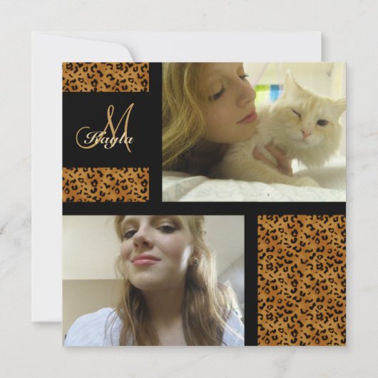 Monogrammm: Bild:Einladungen für Leopardendrucke Einladung (Rückseite)