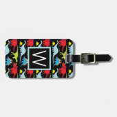 Monogrammm | Blaue Dinosaurier Gepäckanhänger (Vorderseite horizontal)