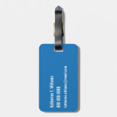 Monogrammm | Blaue Dinosaurier Gepäckanhänger (Rückseite vertikal)