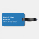 Monogrammm | Blaue Dinosaurier Gepäckanhänger (Rückseite horizontal)