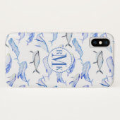 Monogrammm| Blauwal - Muster Case-Mate iPhone Hülle (Rückseite (Horizontal))