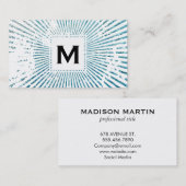 Monogrammm | Blue Grunge Visitenkarte (Vorne/Hinten)