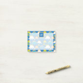 Monogrammm | Blue Orange Green Dinosaurier Post-it Klebezettel (Auf Schreibtisch)