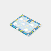 Monogrammm | Blue Orange Green Dinosaurier Post-it Klebezettel (angewinkelt)