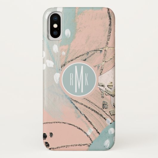 Monogrammm | Blush & Gold I Case-Mate iPhone Hülle (Rückseite)