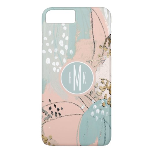 Monogrammm | Blush & Gold I Case-Mate iPhone Hülle (Rückseite)