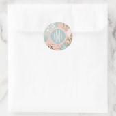 Monogrammm | Blush & Gold I Runder Aufkleber (Tasche)
