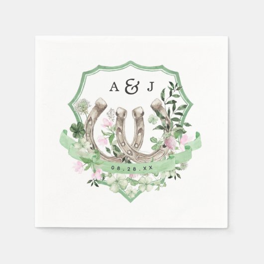 Monogrammm | Botanische Hochzeit von Clover Horses Serviette (Vorderseite)