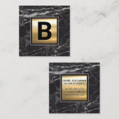 Monogrammm | Chic Gold Metal | Schwarzer Marmor Quadratische Visitenkarte (Vorne/Hinten)