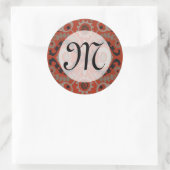 Monogrammm | Cinnabar Suzani I Runder Aufkleber (Tasche)