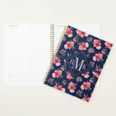Monogrammm | Dunkelrosa Wasserfarbmuster Planer (Anzeige)