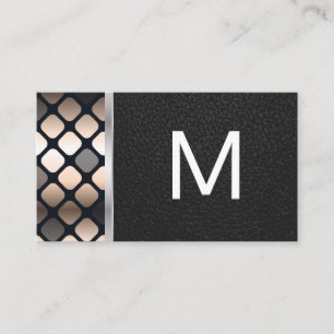 Monogrammm   Dunkles metallisches Muster   Schwarz Visitenkarte