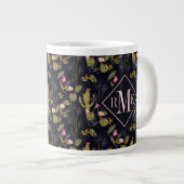 Monogrammm| Dunkles Sommernachtmuster Jumbo-Tasse (Vorderseite Rechts)
