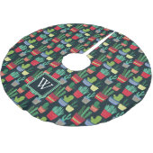 Monogrammm | Eine Menschenmenge von Kakteen Polyester Weihnachtsbaumdecke (Schrägansicht)
